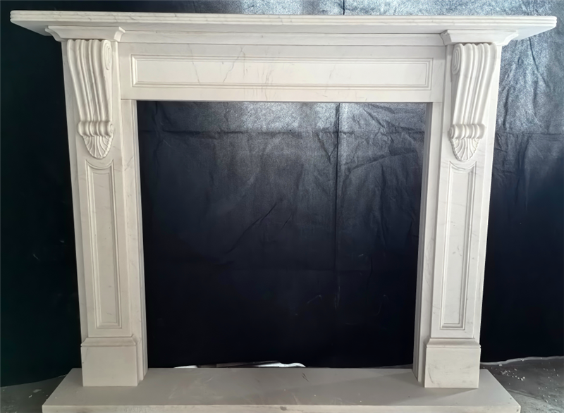 Honed statuary marble fireplace / mantel manufacturer